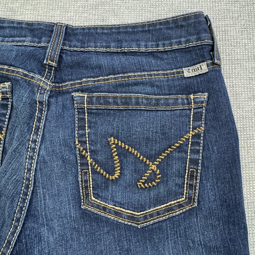 Cruel Womens Size 32/13 S Blue Denim Hannah Flared Leg Jeans Frayed Split Hem - Picture 5 of 13